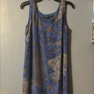 Liz Claiborne blue and brown Maxi Dress Sleeveless Scoop Neck